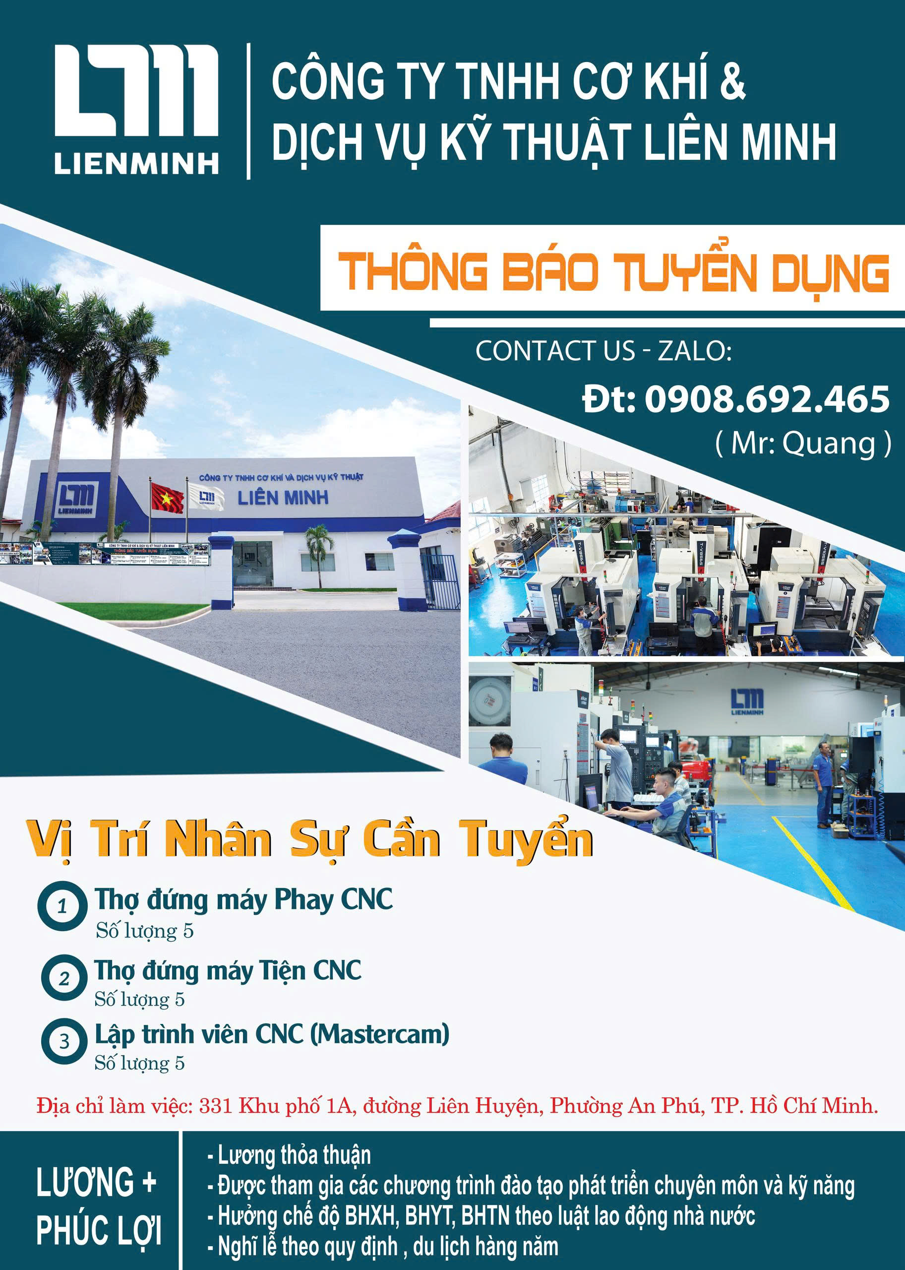 CÔNG TY TNHH CƠ KHÍ & DỊCH VỤ KỸ THUẬT LIÊN MINH TUYỂN DỤNG